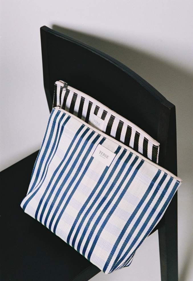 Clutch de quadres blau