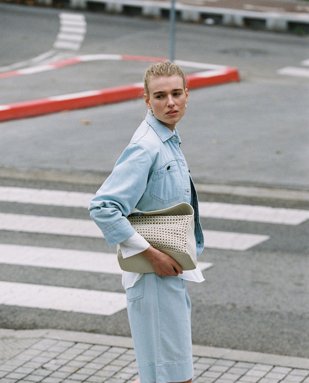 Indigo blue denim jacket with pockets