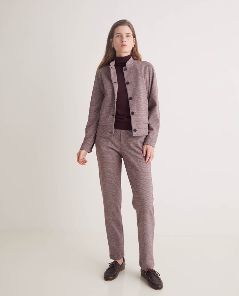 Pantalones algodón regular fit berenjena - Pantalones rectos