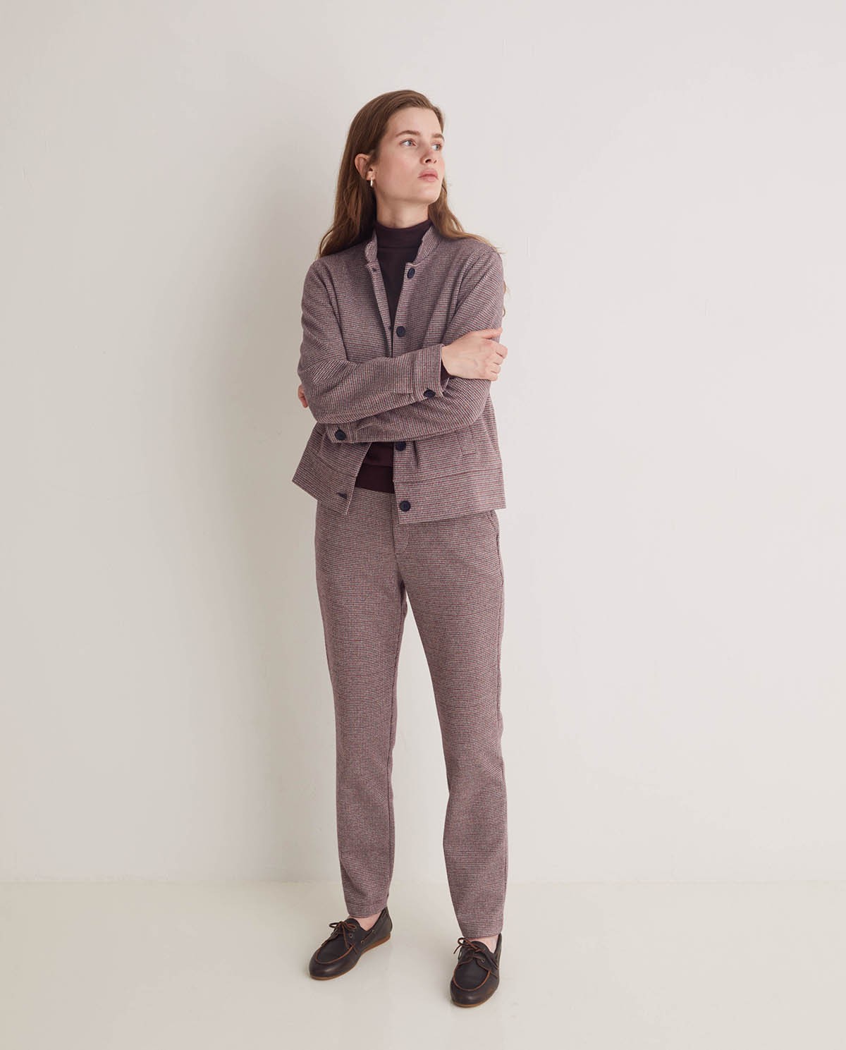Pantalones algodón regular fit berenjena - Pantalones rectos 6