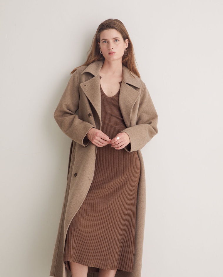 Sand fitted midi dress - Midi dress