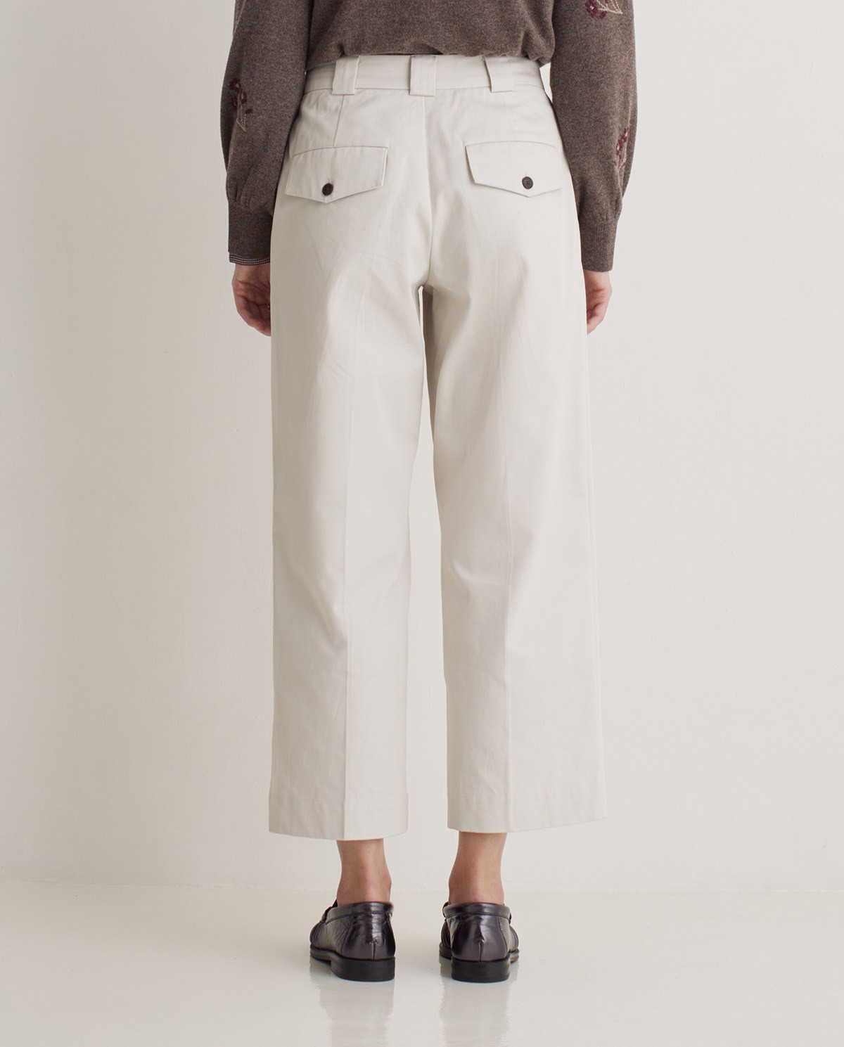 Ecru 100% cotton regular-fit trousers woman Yerse - Front view 5