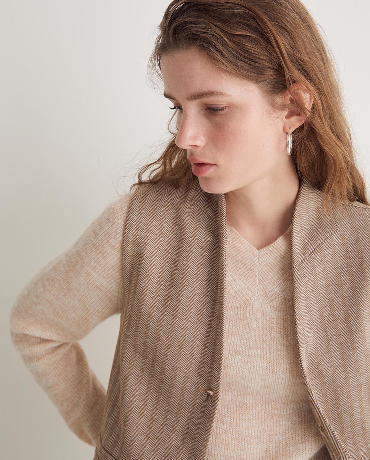 Jersey alpaca y lana punto inglés beige - Jersey punto inglés 5