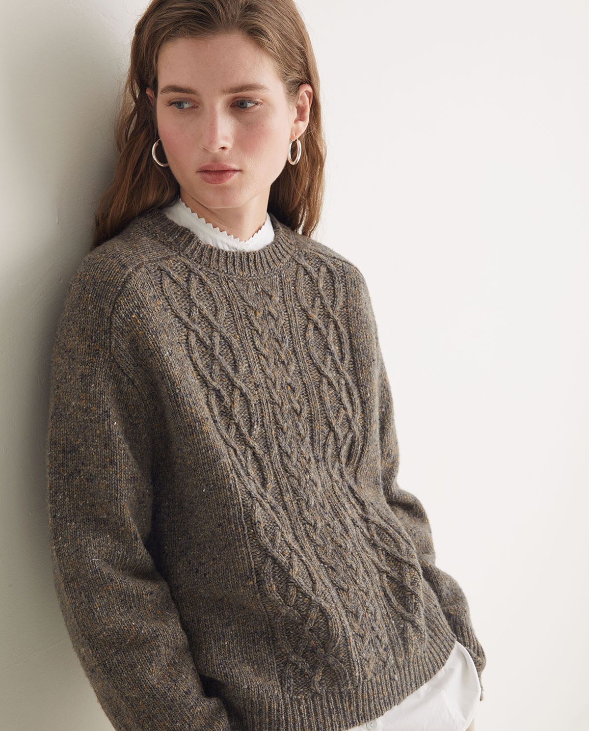 Jersey de ochos lana de merino marrón- Jersey de punto 3
