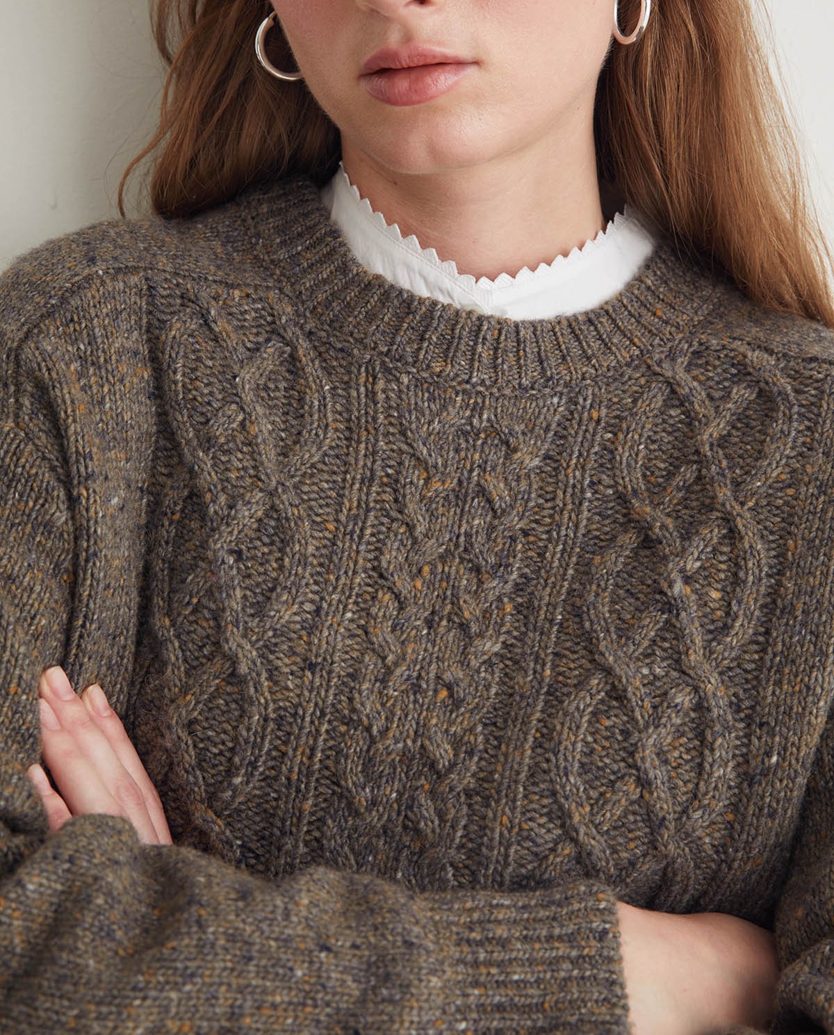 Jersey de ochos lana de merino marrón- Jersey de punto 1