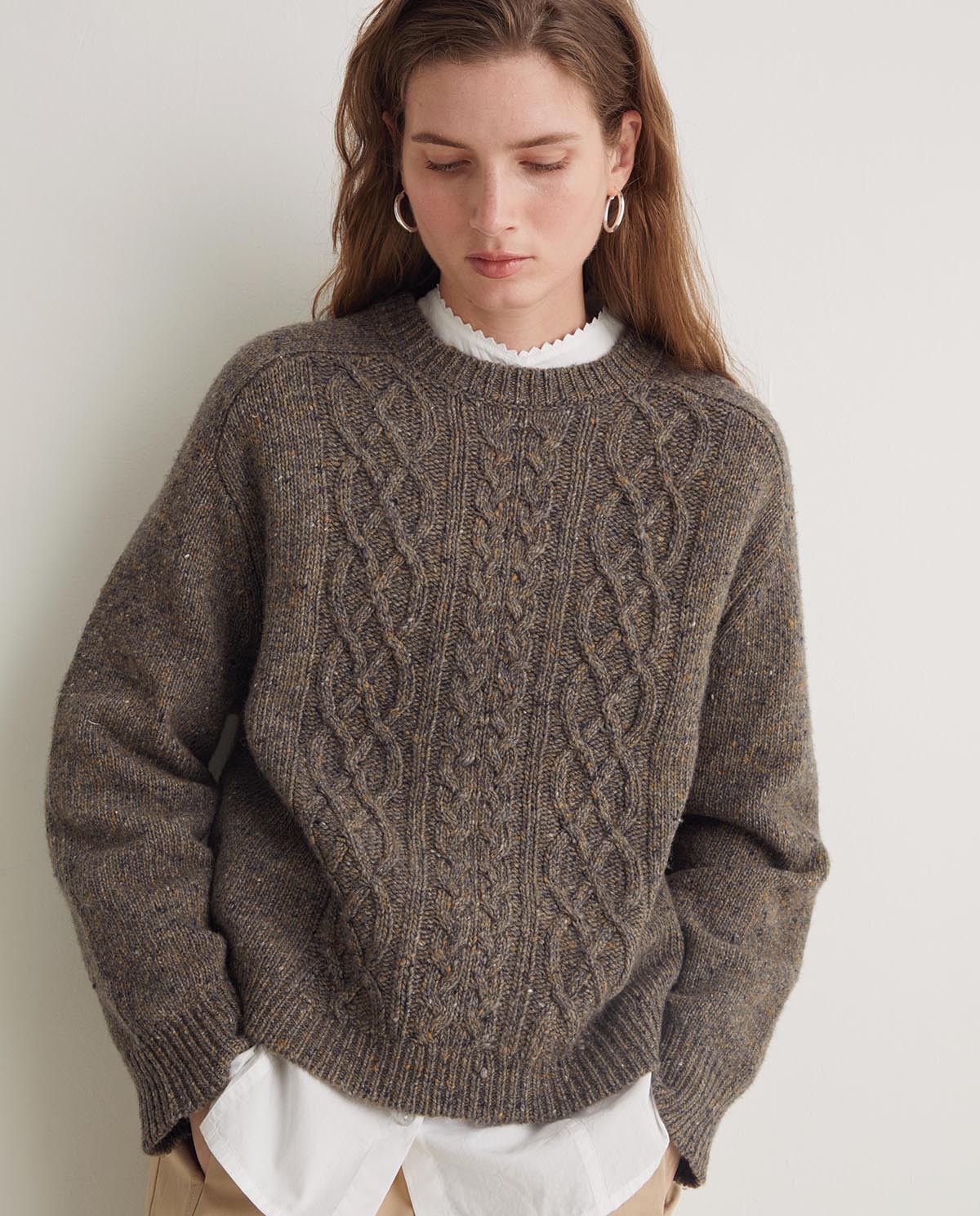 Jersey de ochos lana de merino marrón- Jersey de punto 2