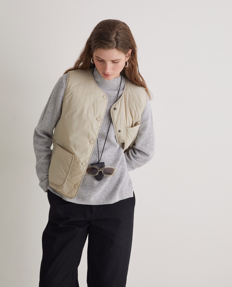 Jersey mezcla lana punto Inglés gris claro mujer Yerse - Detalle frontal