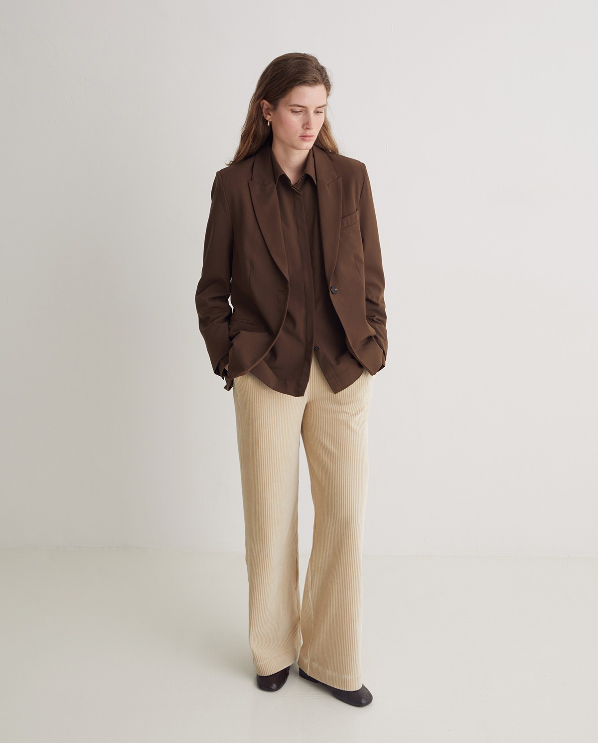 Pantalones anchos pana mezcla algodón natural - Pantalones de pana de punto