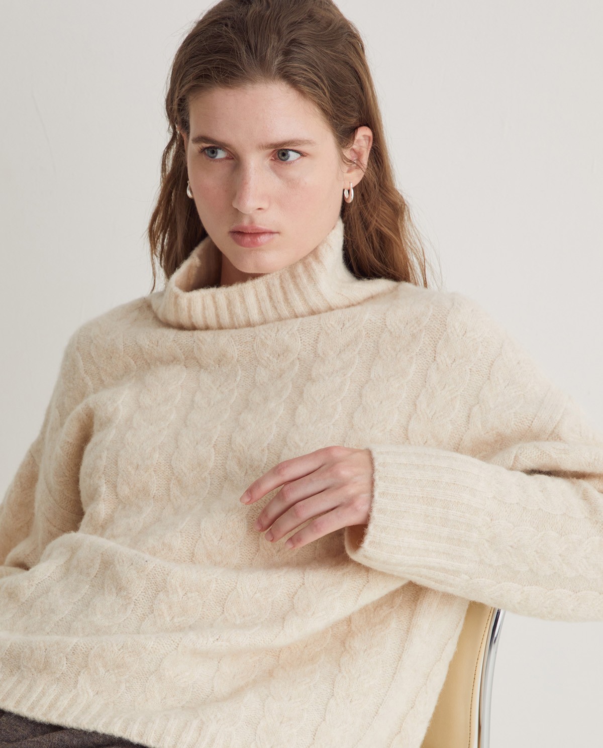 Jersey lana y alpaca cuello alto crudo - Jersey de cuello alto 4