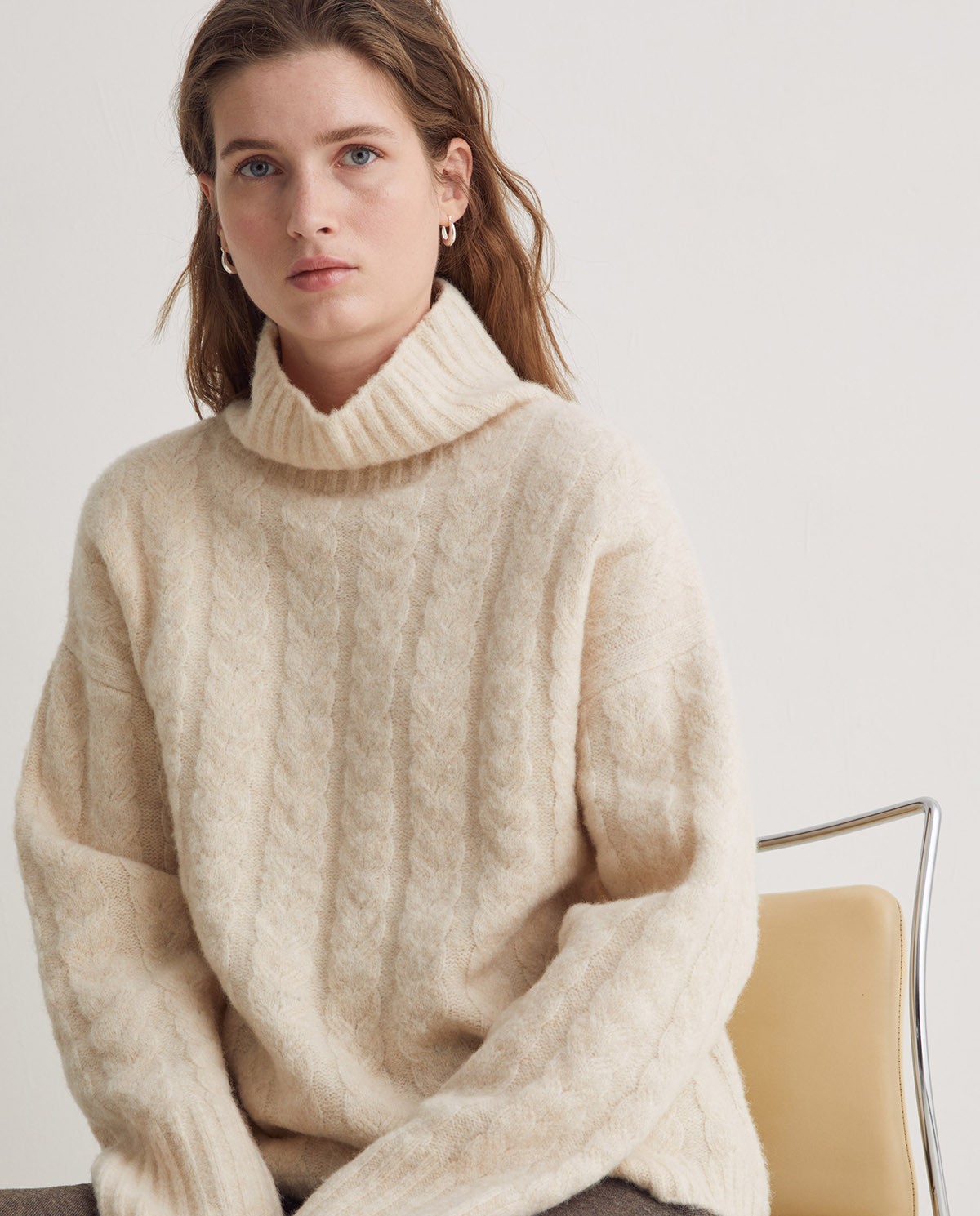Jersey lana y alpaca cuello alto crudo - Jersey de cuello alto
