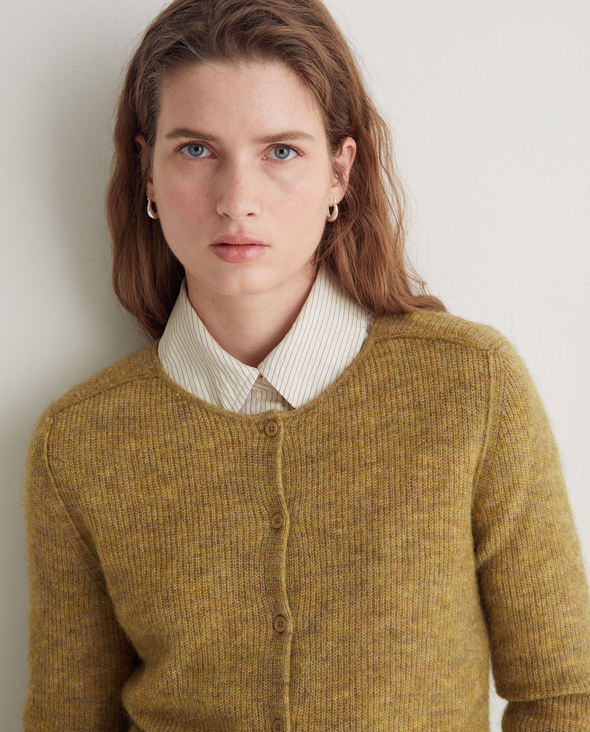 Olive green alpaca blend English rib cardigan - English rib cardigan, boba style 3