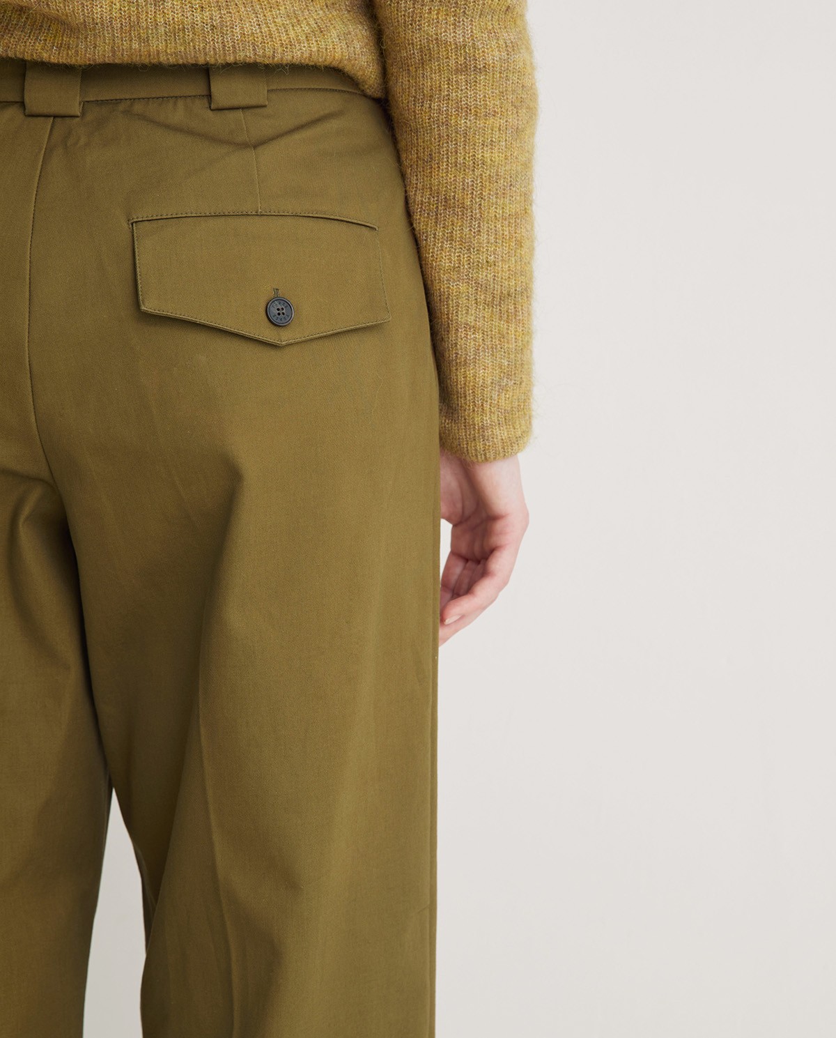 Olive-green 100% cotton regular-fit trousers woman Yerse - Front view 5