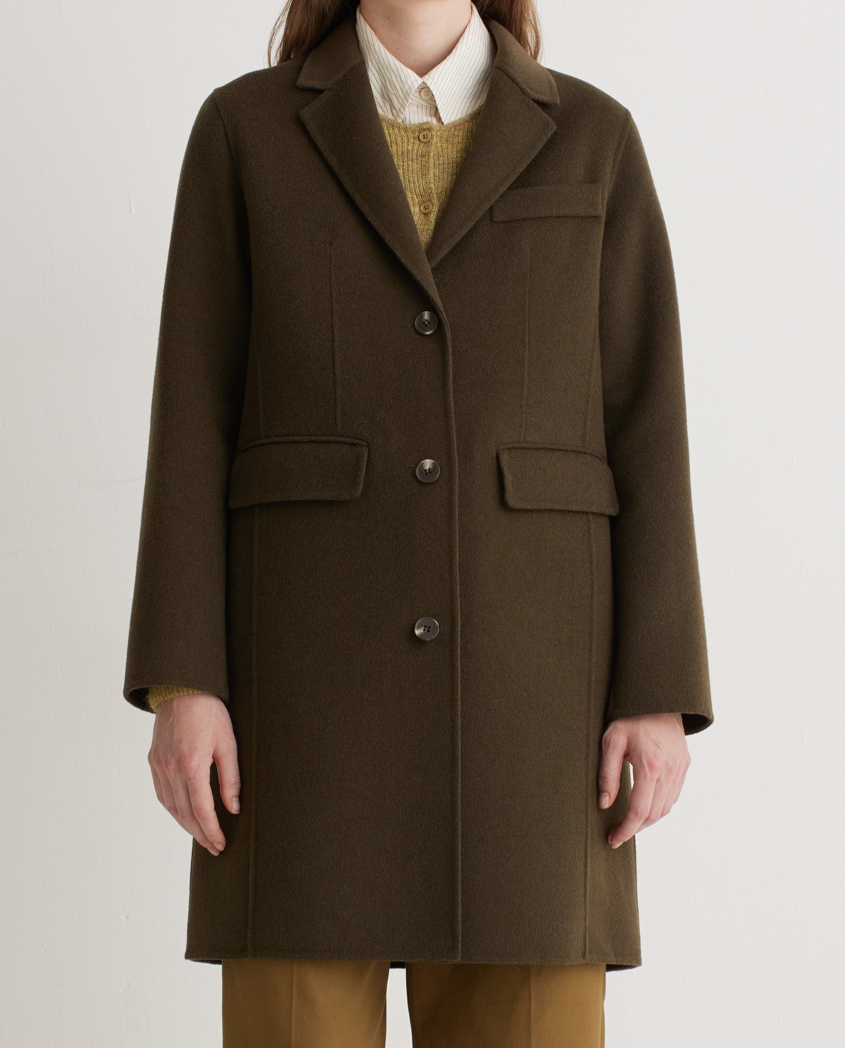 Khaki wool blend midi coat - Regular fit midi coat 2