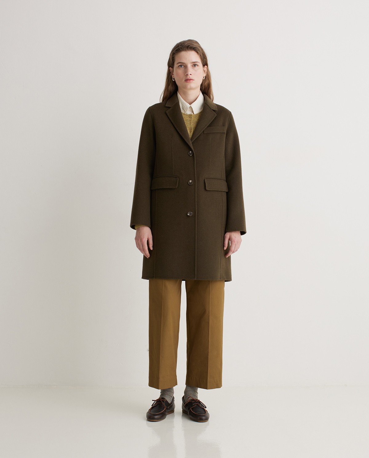 Khaki wool blend midi coat - Regular fit midi coat 3