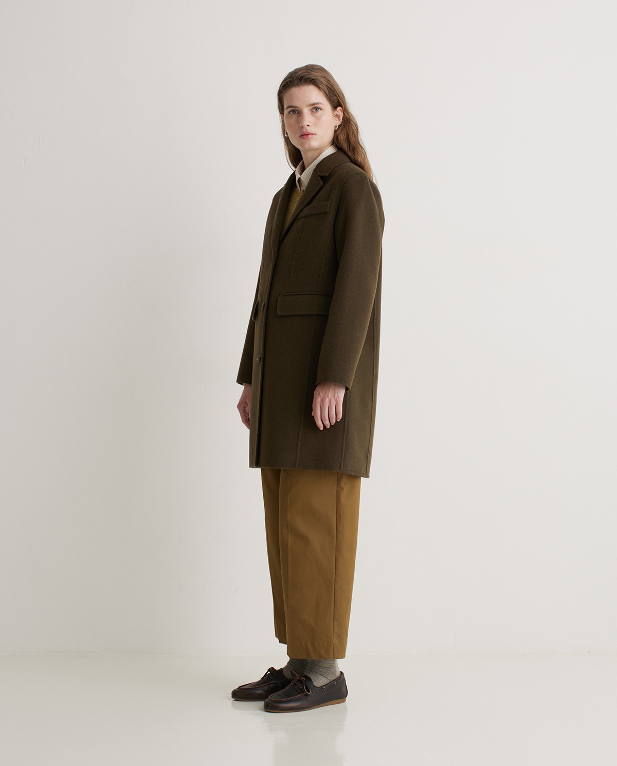 Khaki wool blend midi coat - Regular fit midi coat 4