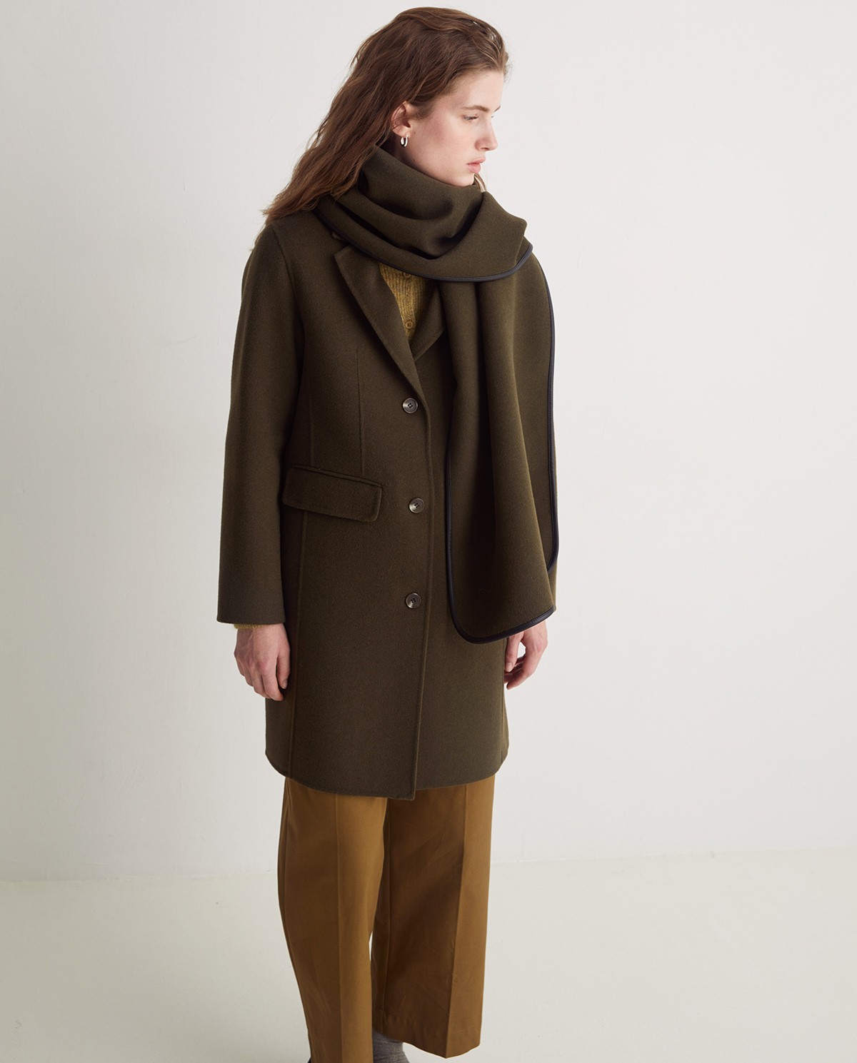 Khaki wool blend midi coat - Regular fit midi coat 6