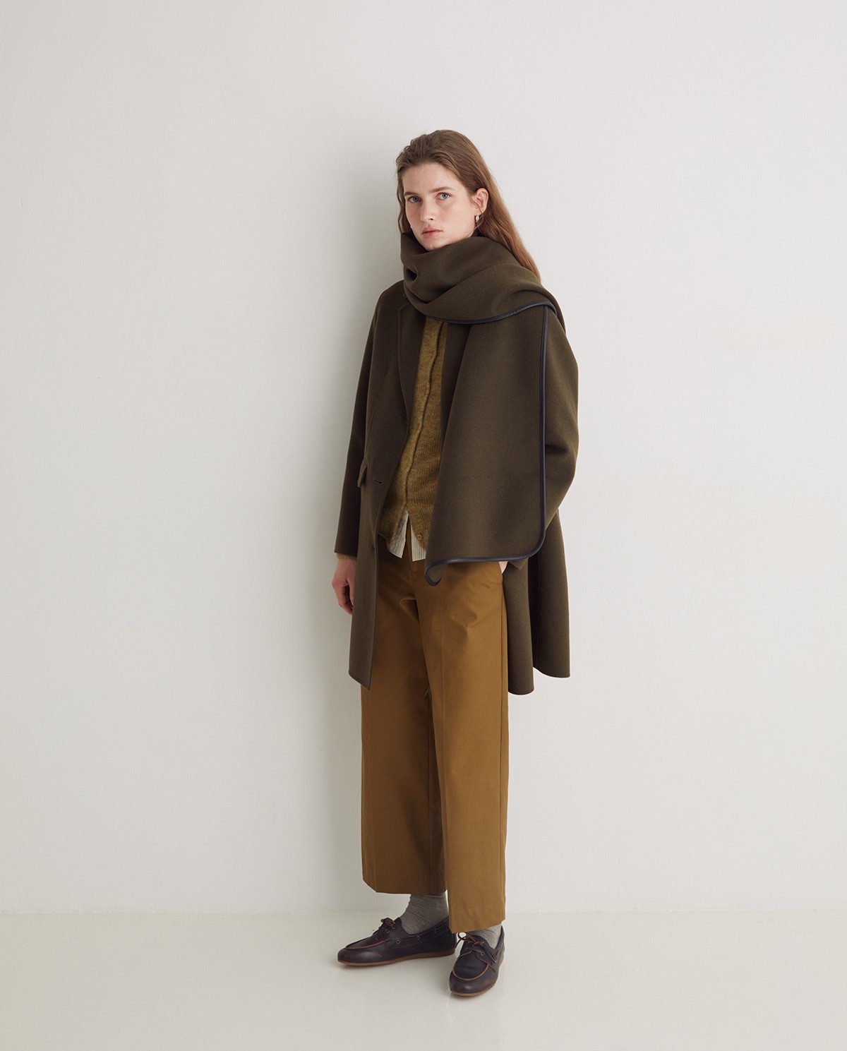 Khaki wool blend midi coat - Regular fit midi coat 7