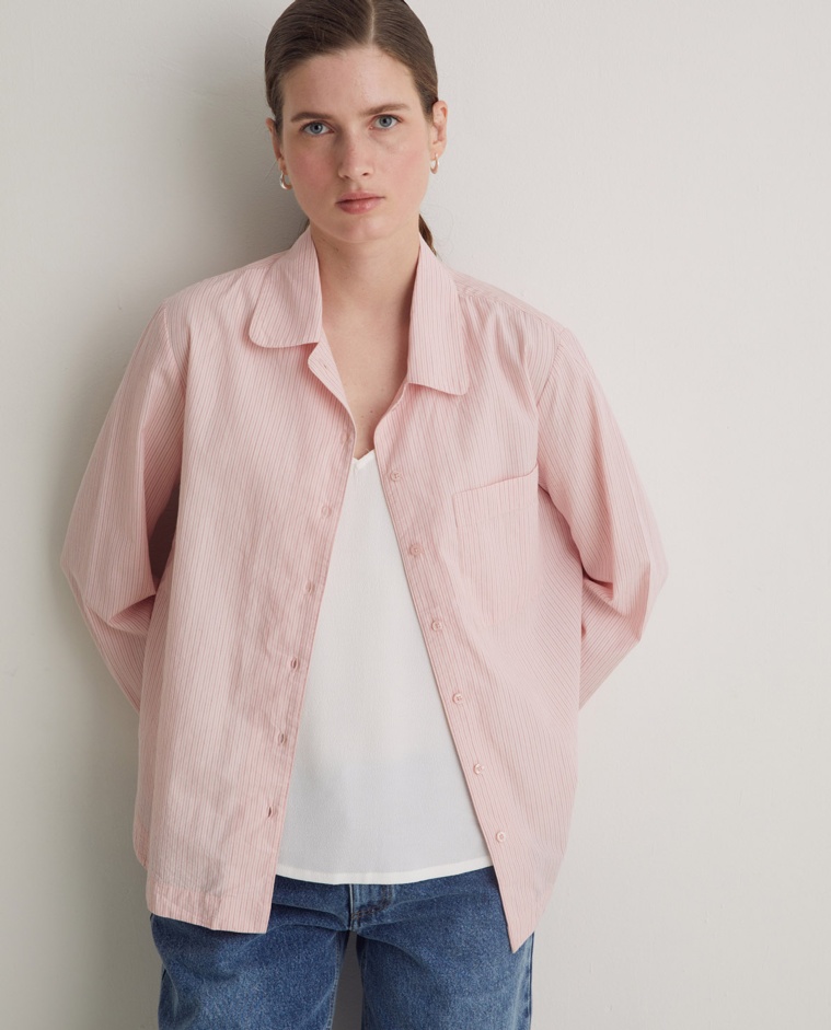 Camisa popelín 100% algodón orgánico rosa - Camisa de popelín <strong>100% algodón orgánico