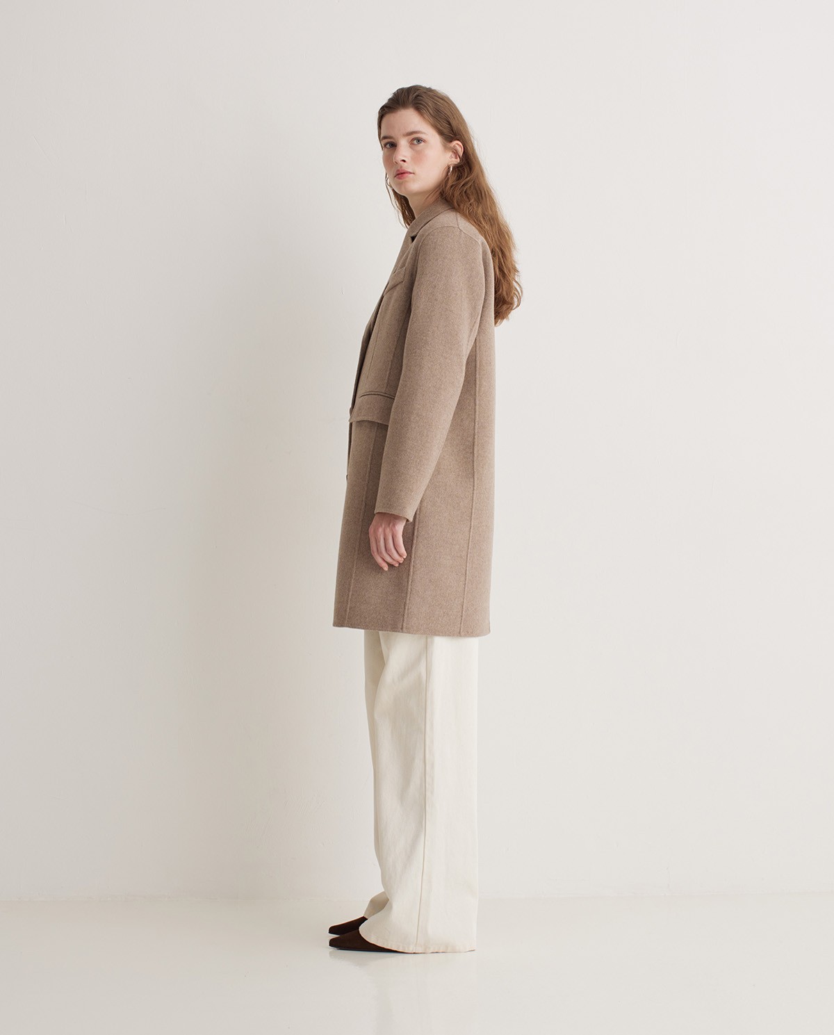 Abrigo midi mezcla lana marrón - Abrigo midi regular fit 5