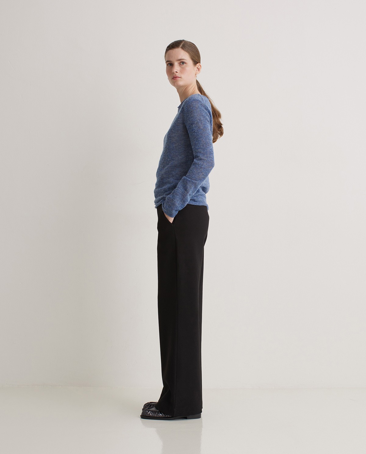 Pantalones anchos elástico negro - Pantalones elásticos