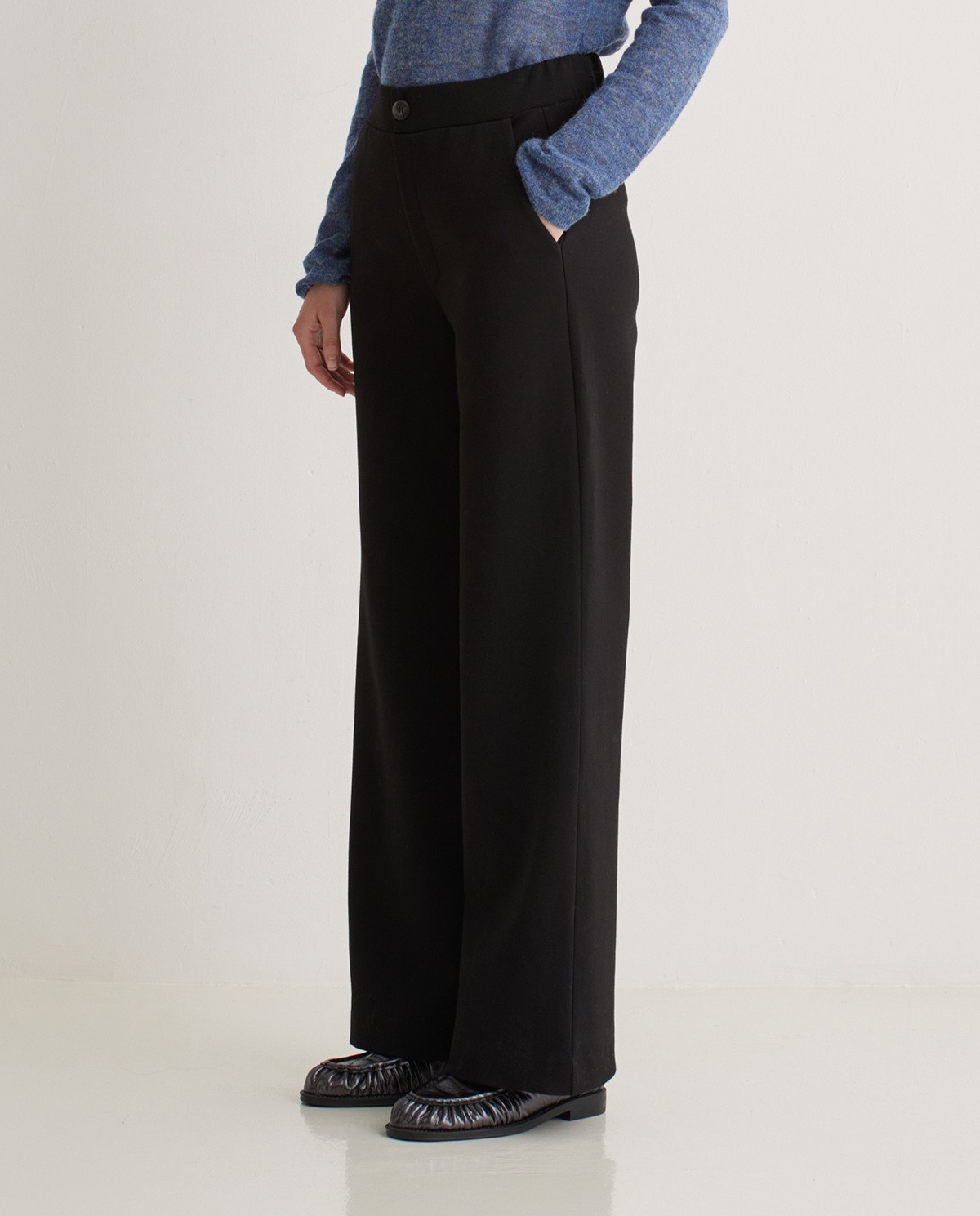 Pantalones anchos elástico negro - Pantalones elásticos 2