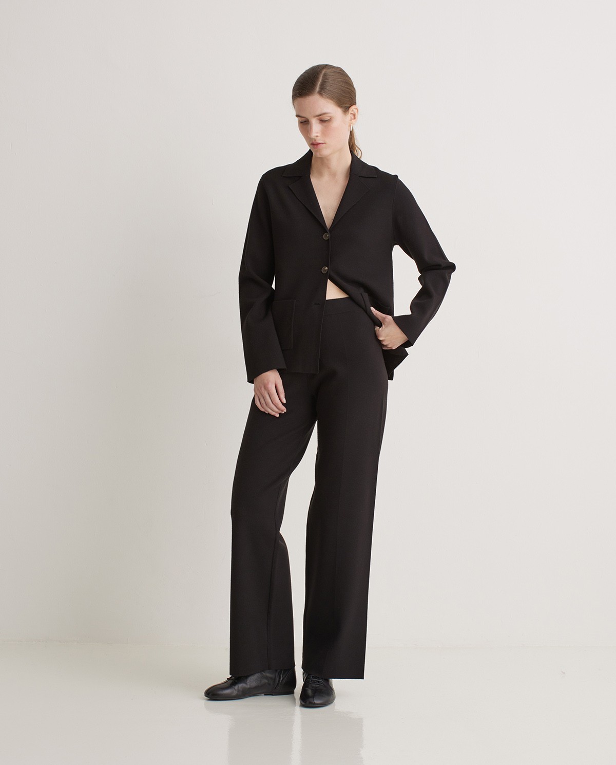 Pantalones regular fit con viscosa negro - Pantalones regular fit