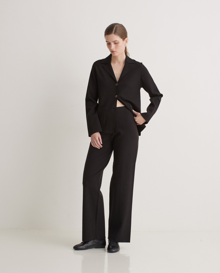 Pantalones regular fit con viscosa negro - Pantalones regular fit
