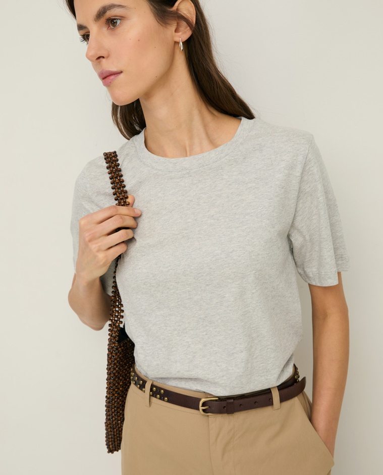 Organic-cotton T-shirt with round neckline|Yerse