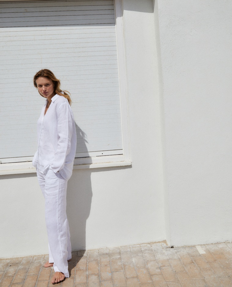 Palazzo linen pants White