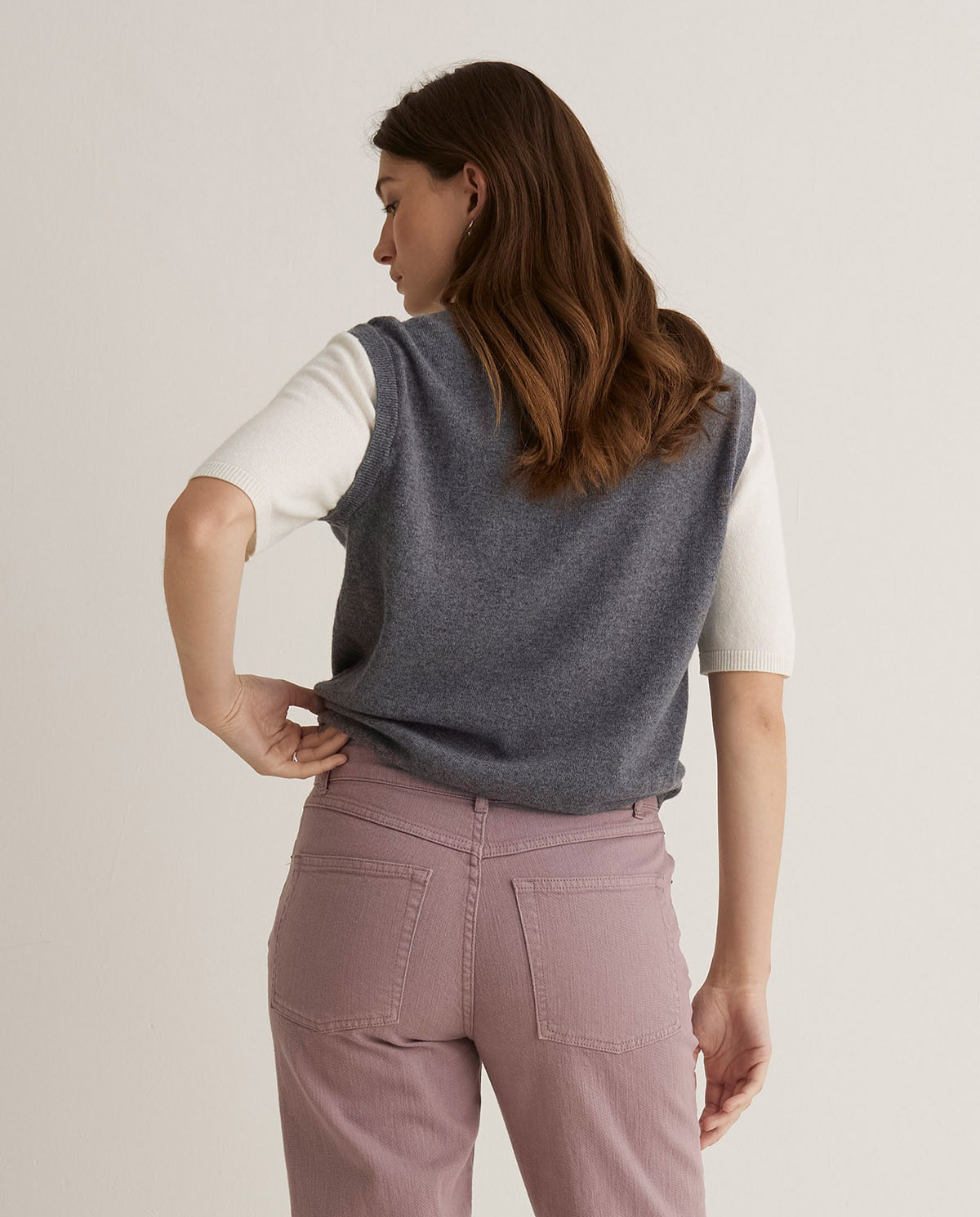 Grey two-tone short-sleeved sweater - Double-garment sweater 4
