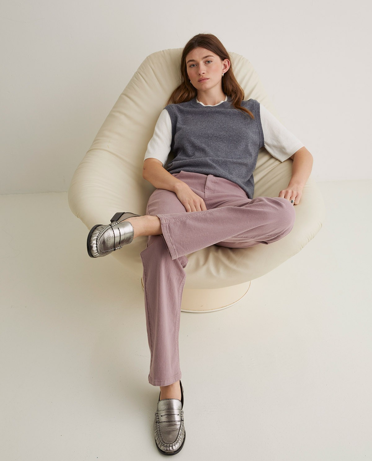 Grey two-tone short-sleeved sweater - Double-garment sweater 5