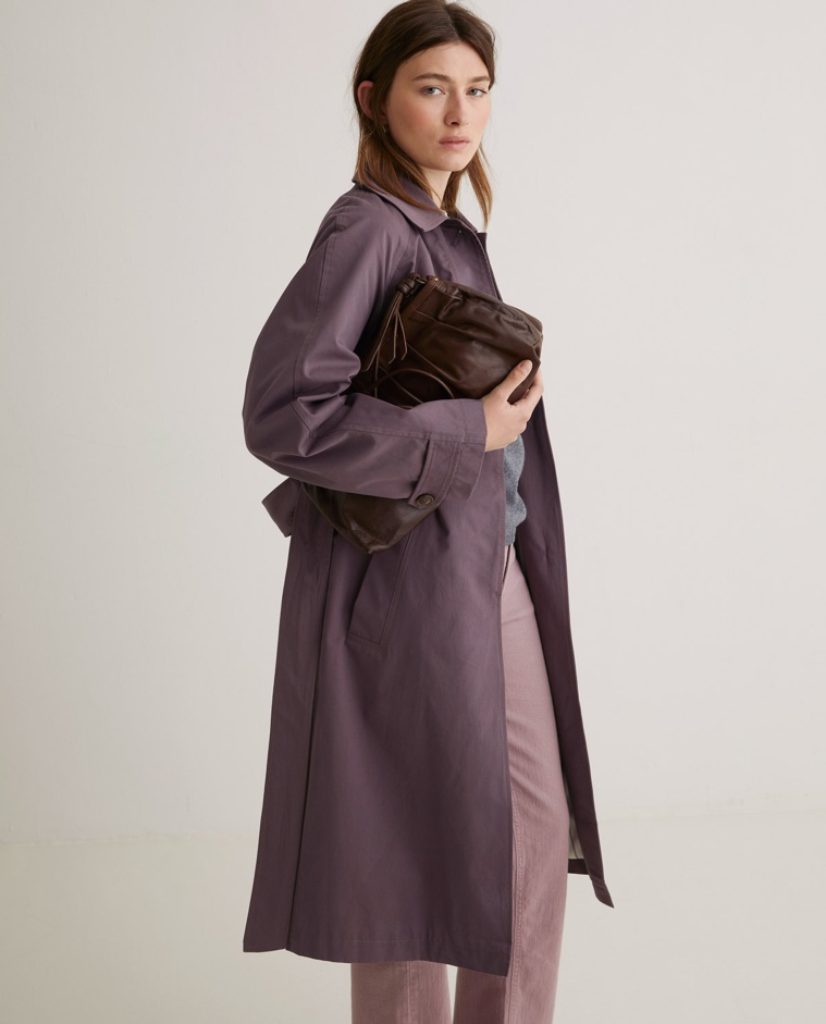 100% chocolate leather shoulder bag - Clutch style shoulder bag