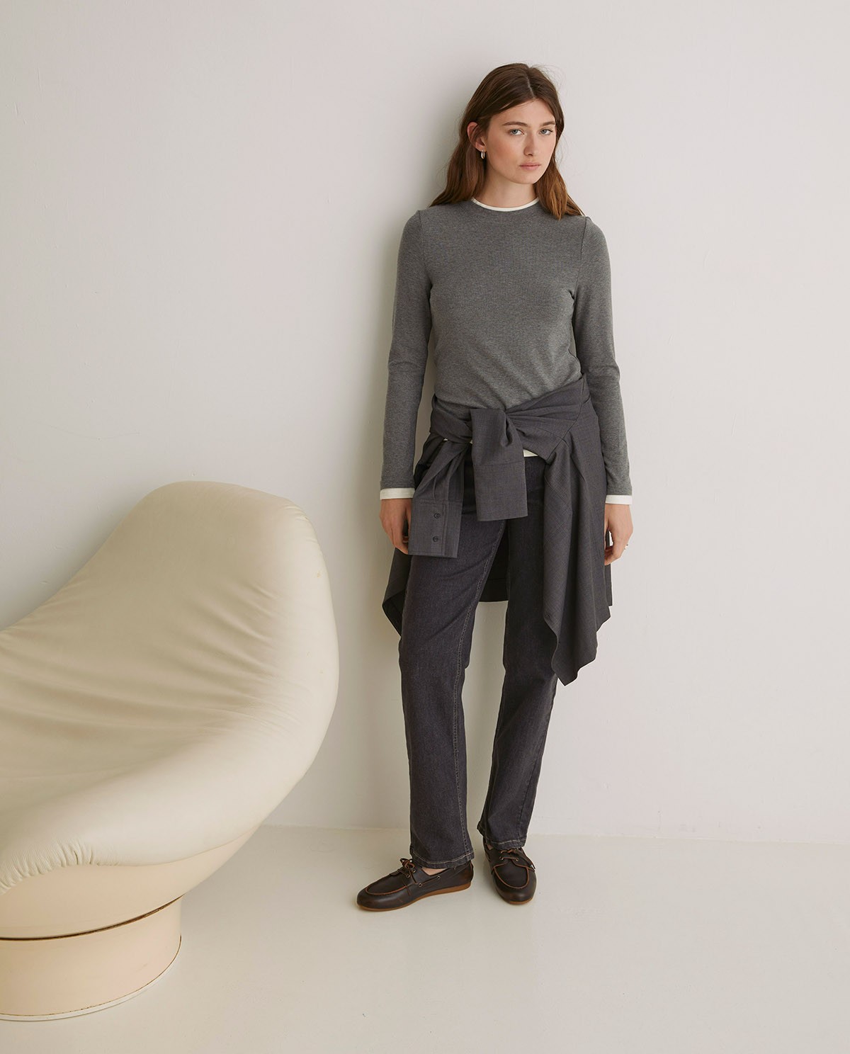 Straight-leg jeans in grey organic cotton - Organic cotton jeans