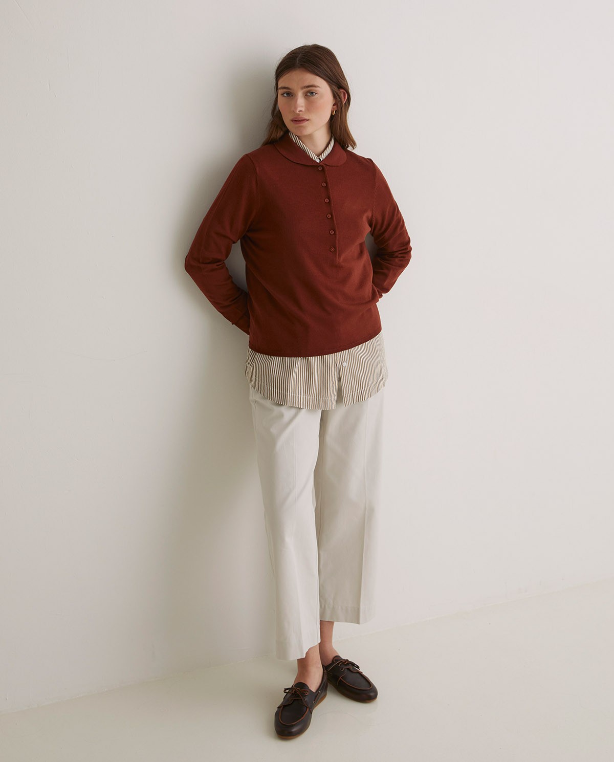 Pull large en laine mérinos terracotta - Pull 100% laine mérinos