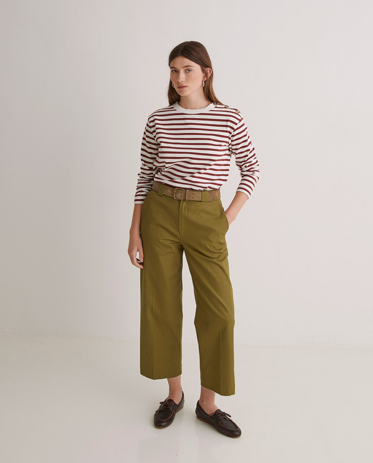 Regular fit 100% cotton olive green pants - Straight leg 100% cotton pants