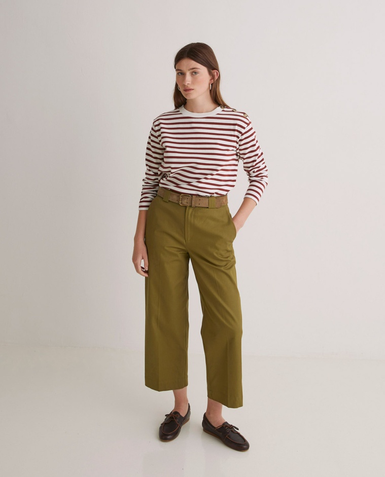 Regular fit 100% cotton olive green pants - Straight leg 100% cotton pants