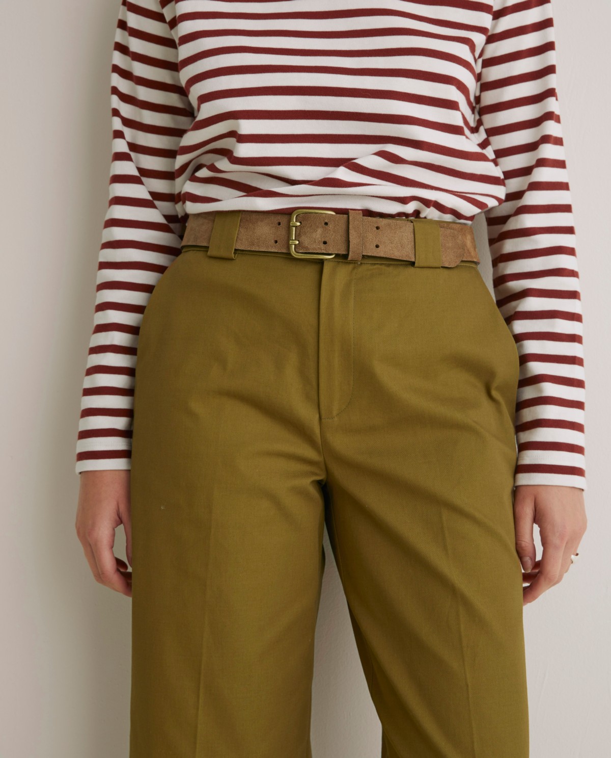 Regular fit 100% cotton olive green pants - Straight leg 100% cotton pants 1