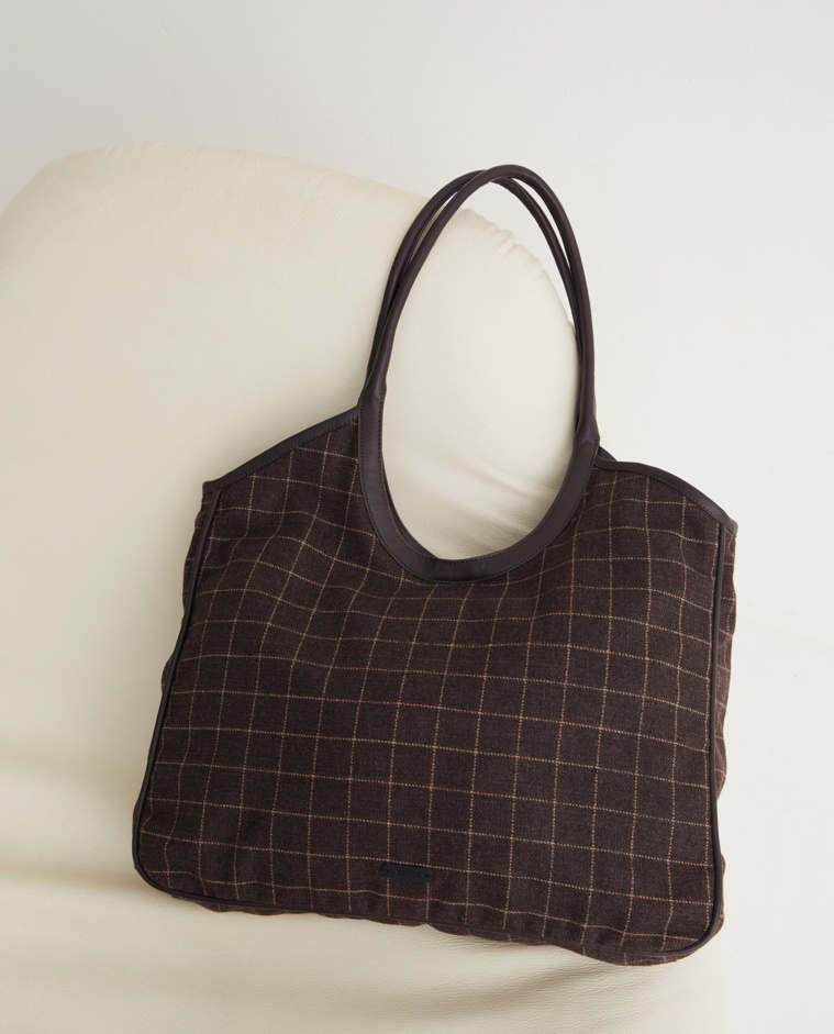 Maxi sac cabas finition cuir marron - Maxi sac cabas