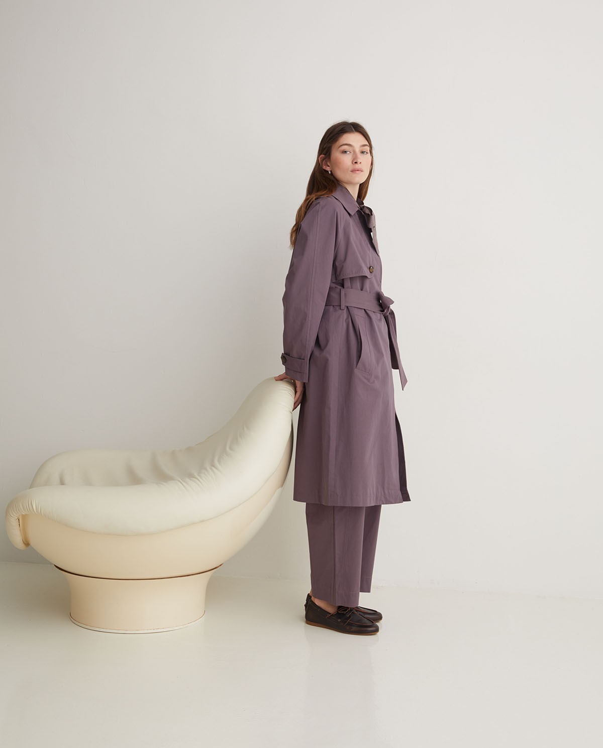 Gabardina larga algodón malva - Gabardina midi 6