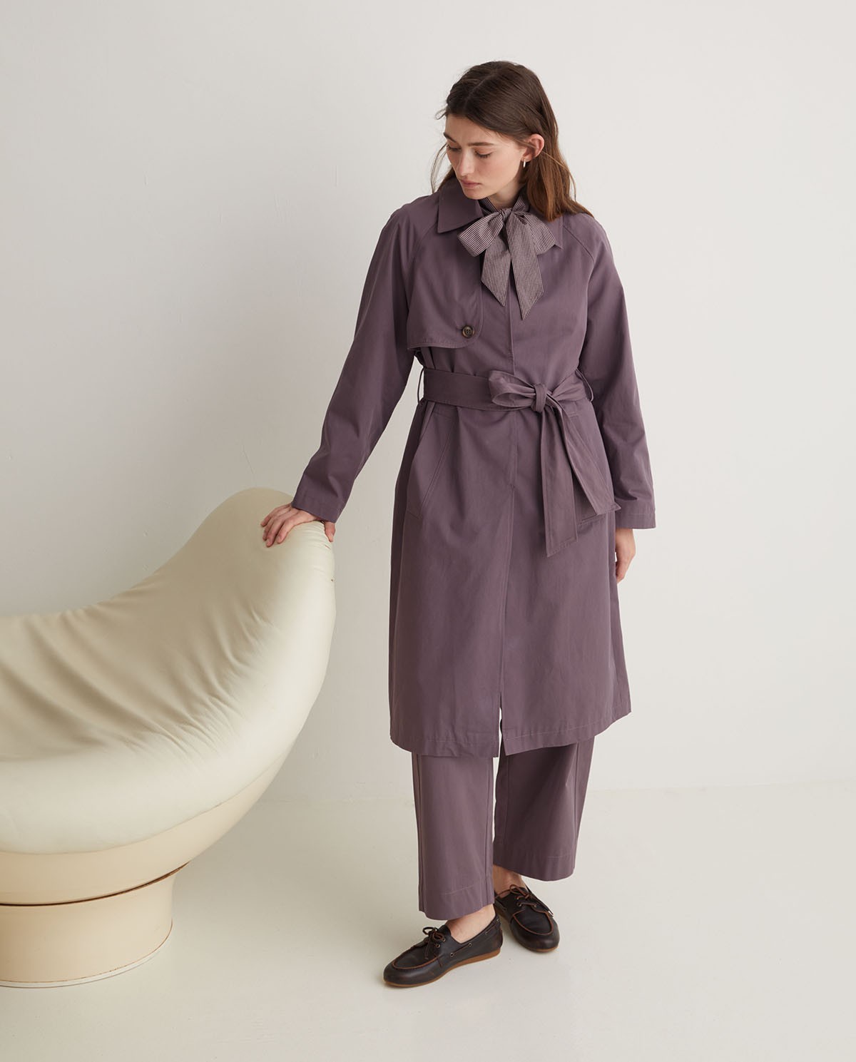 Gabardina larga algodón malva - Gabardina midi