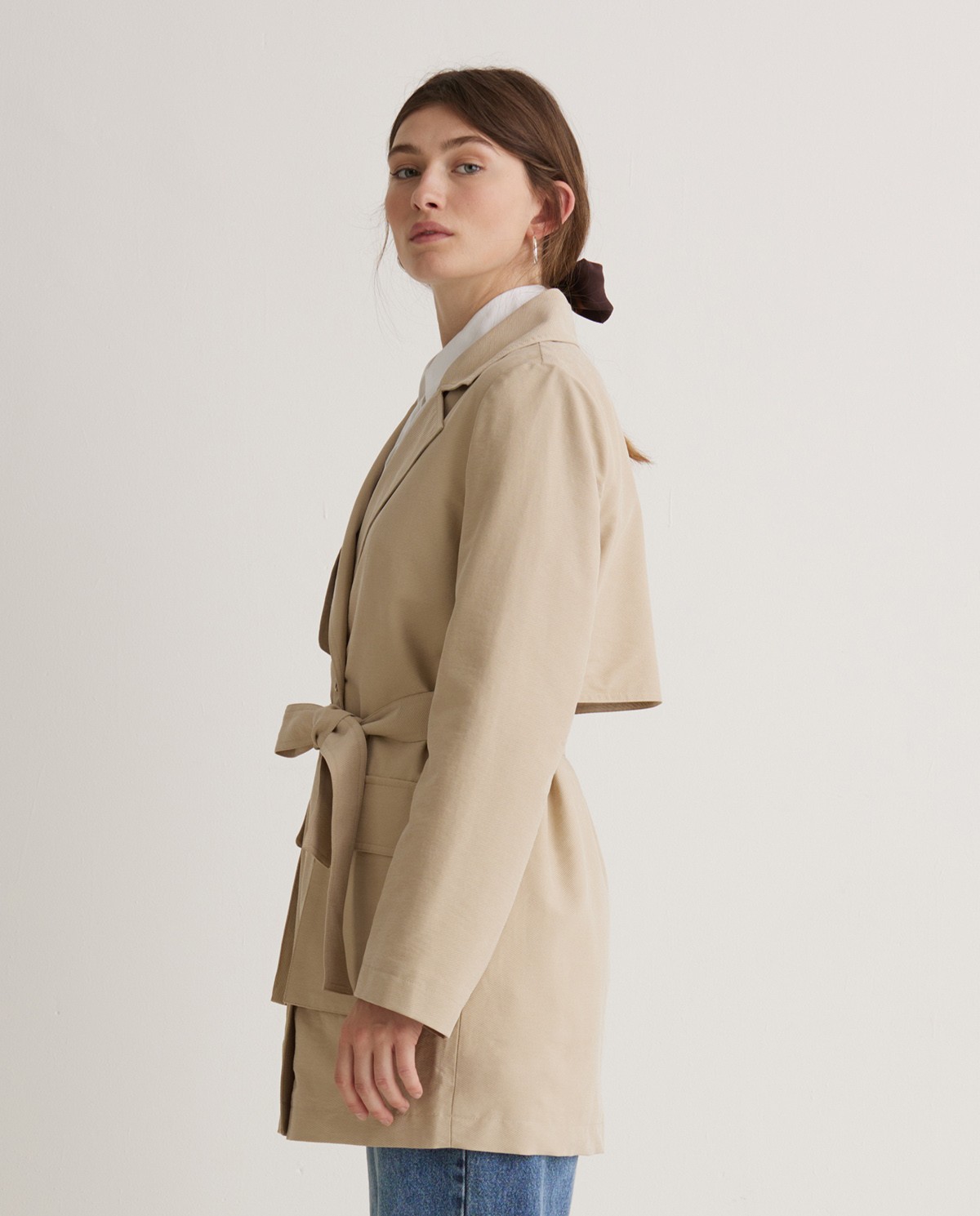 Beige sand belt trench - Tencel blend trench 3
