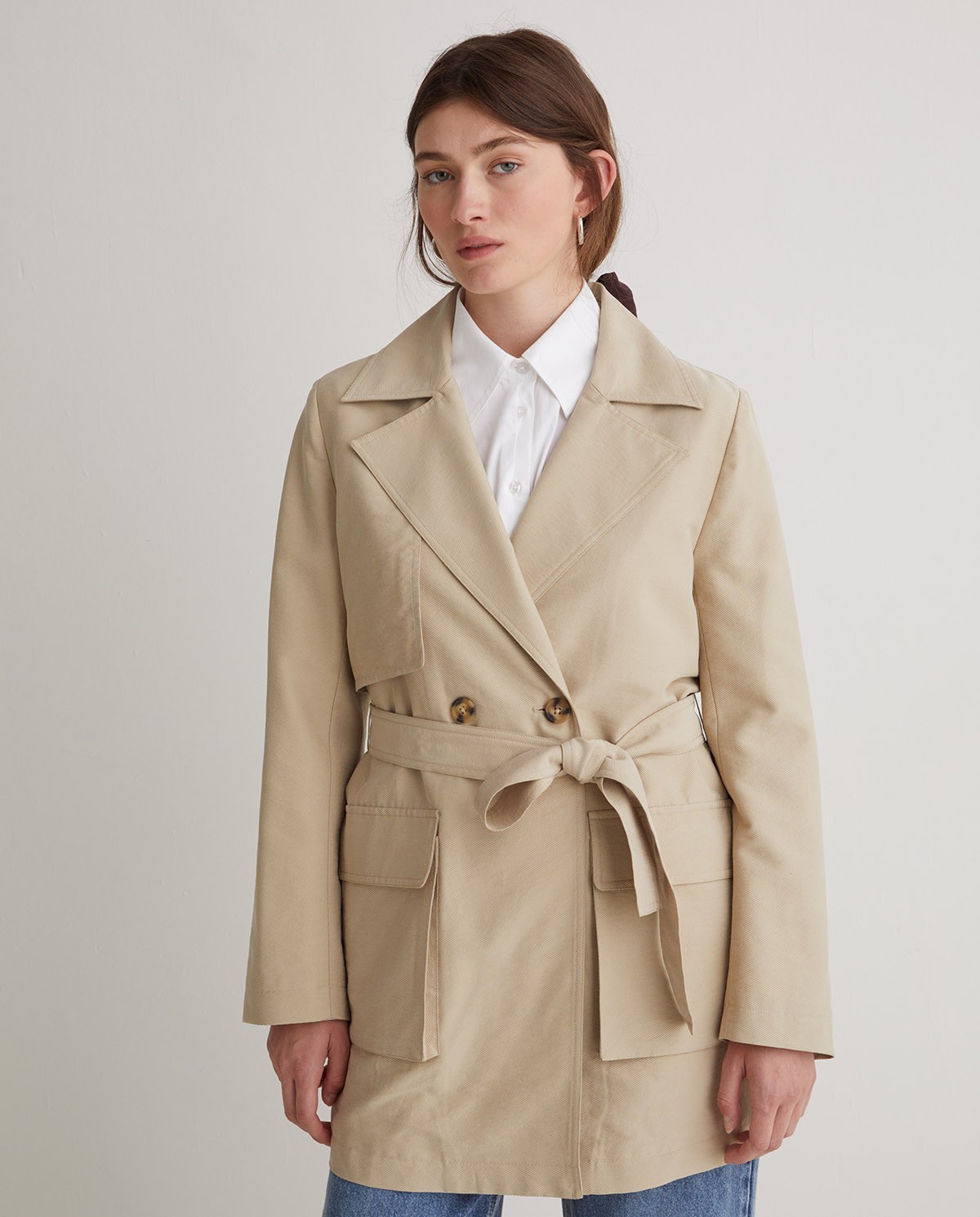 Beige sand belt trench - Tencel blend trench 2