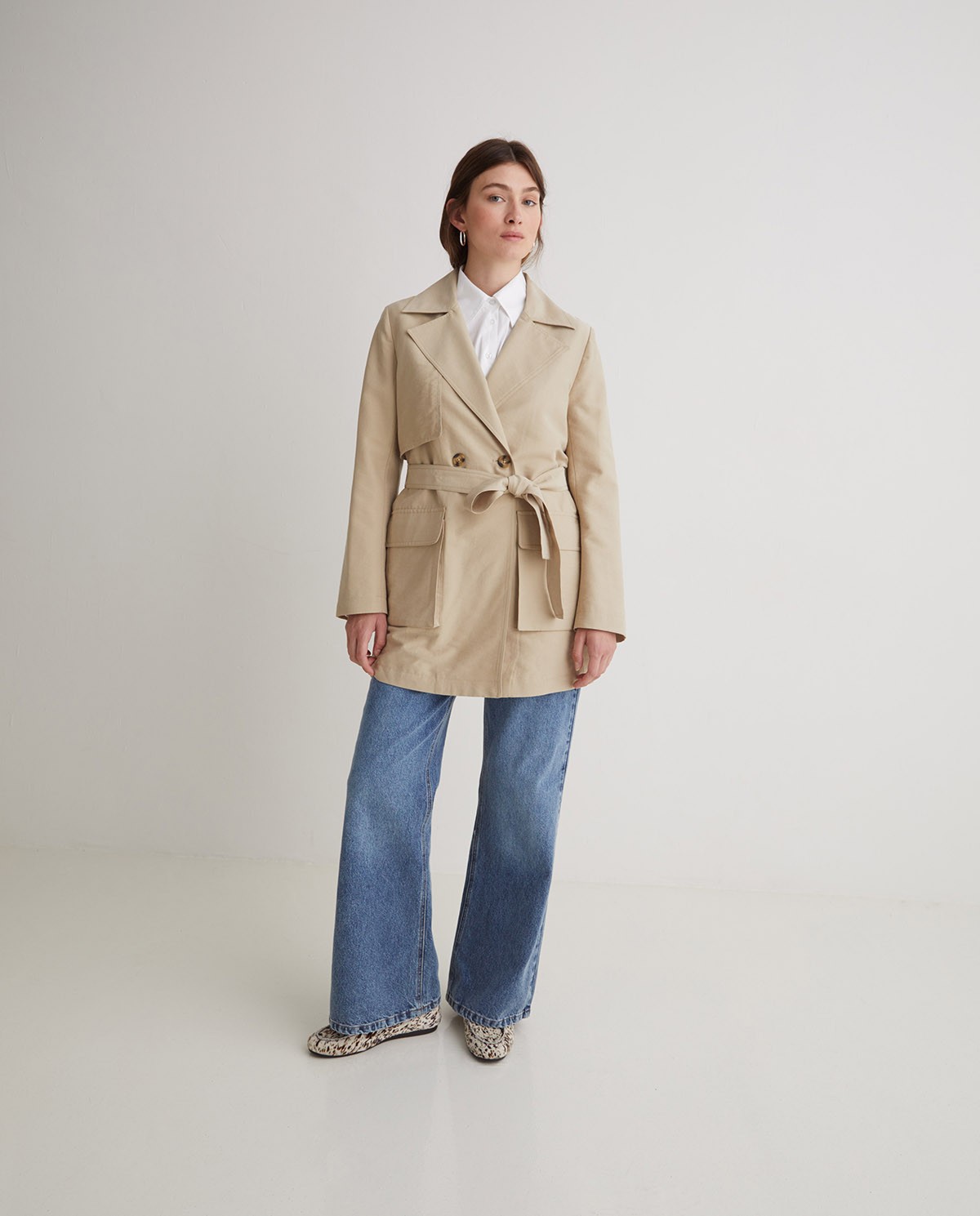 Beige sand belt trench - Tencel blend trench 1