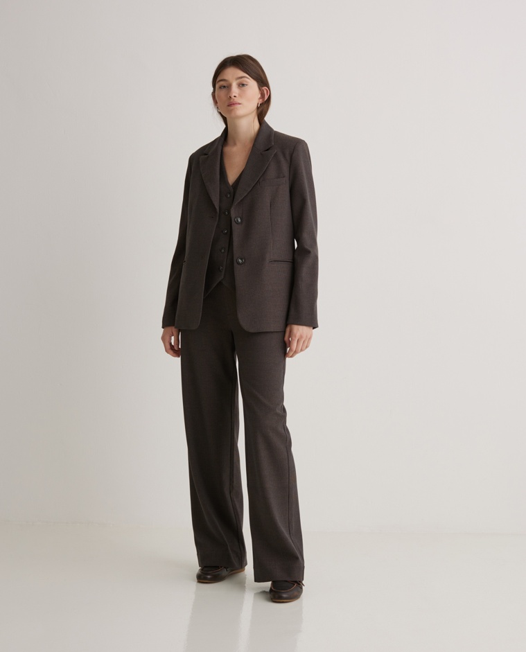 Pantalones wide leg cintura elástica marrón - Pantalones wide leg