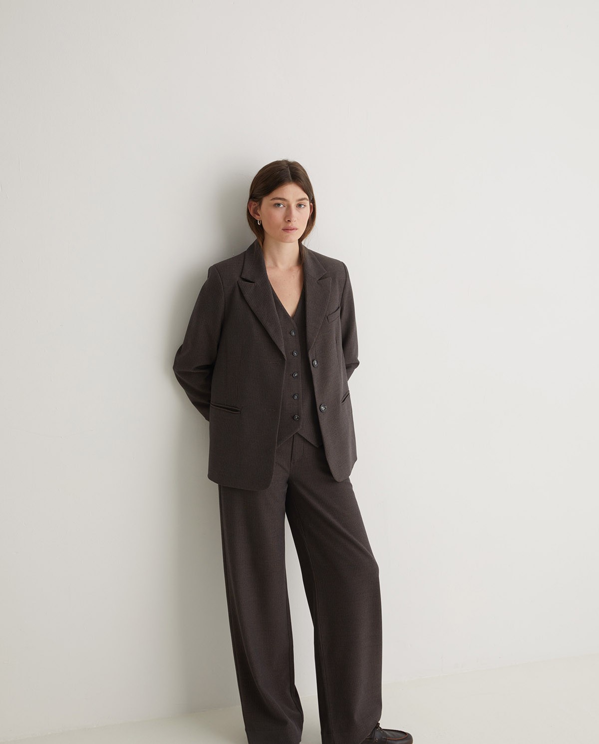 Blazer traje pata de gallo marrón - Blazer pata de gallo 2