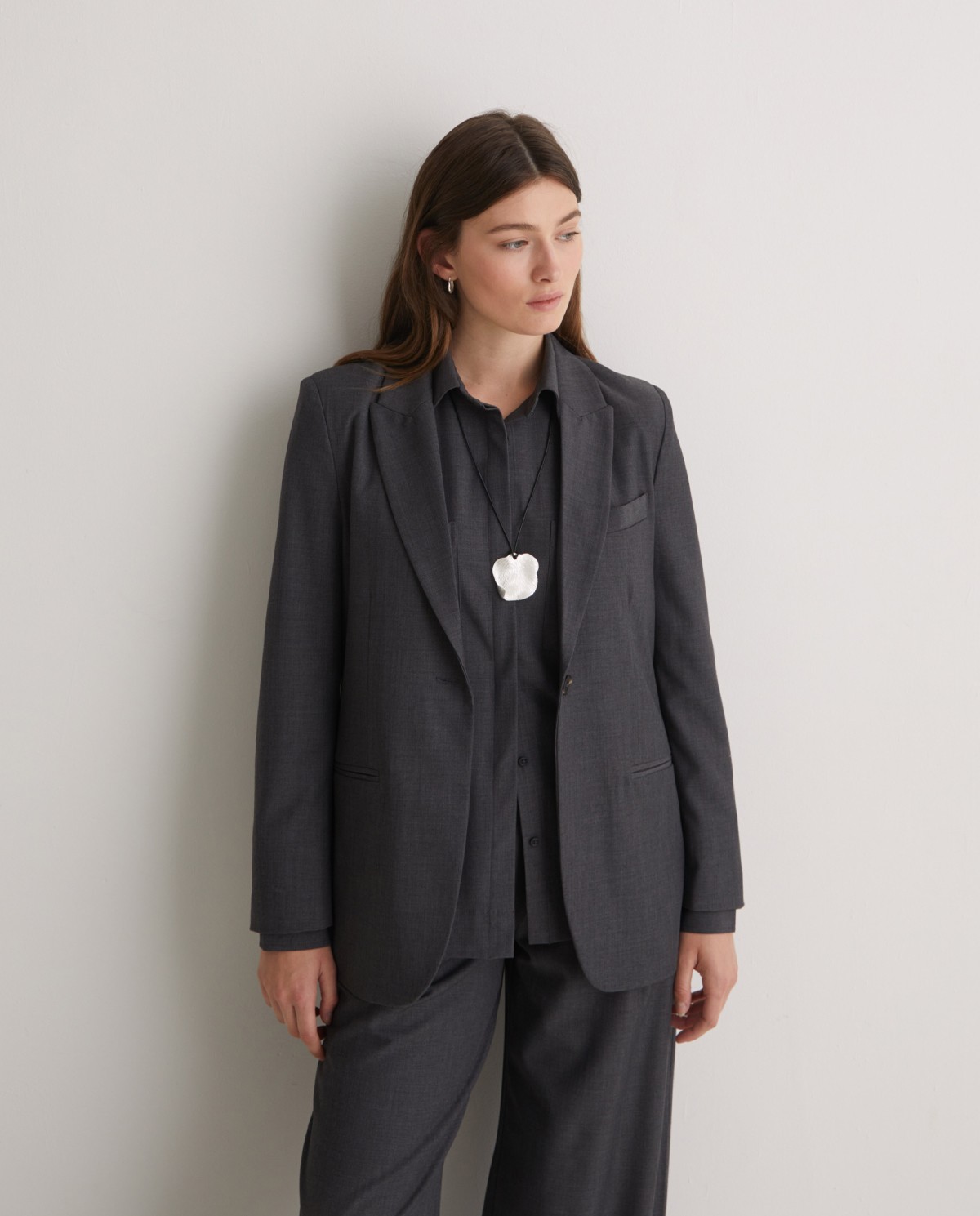 Grey wool suit jacket woman Yerse - Front view 4