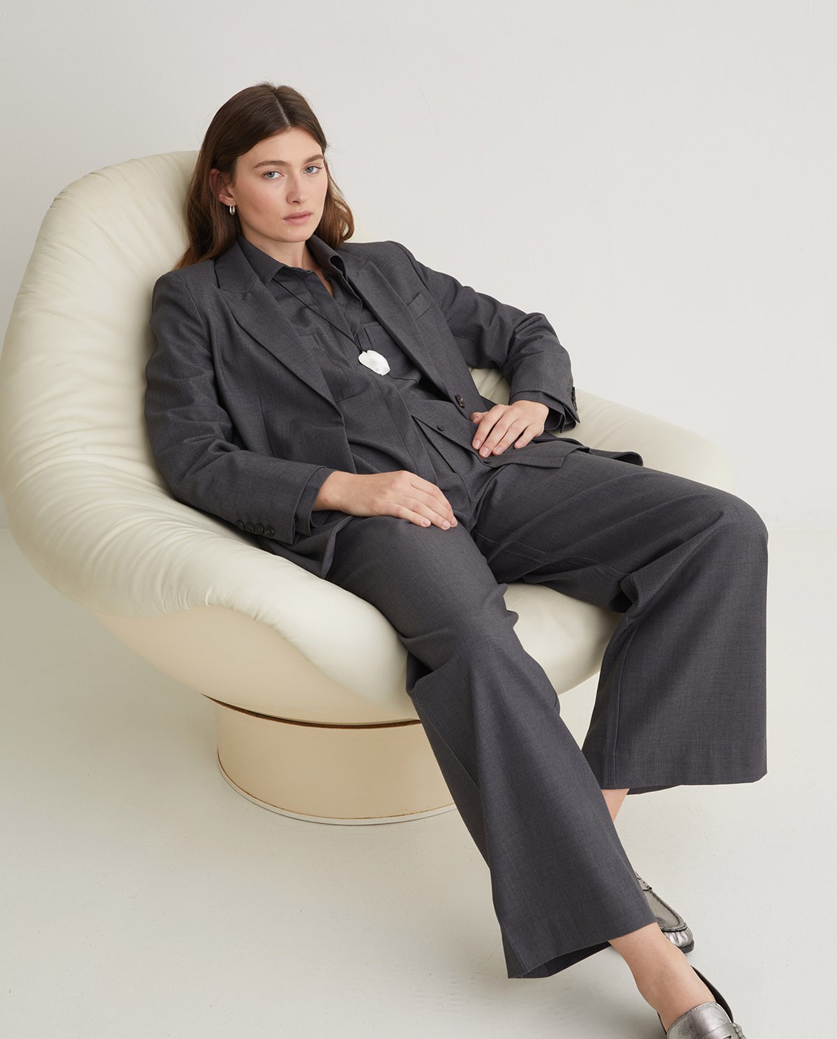 Long-sleeved shirt with pockets, gray - Long-sleeved shirt