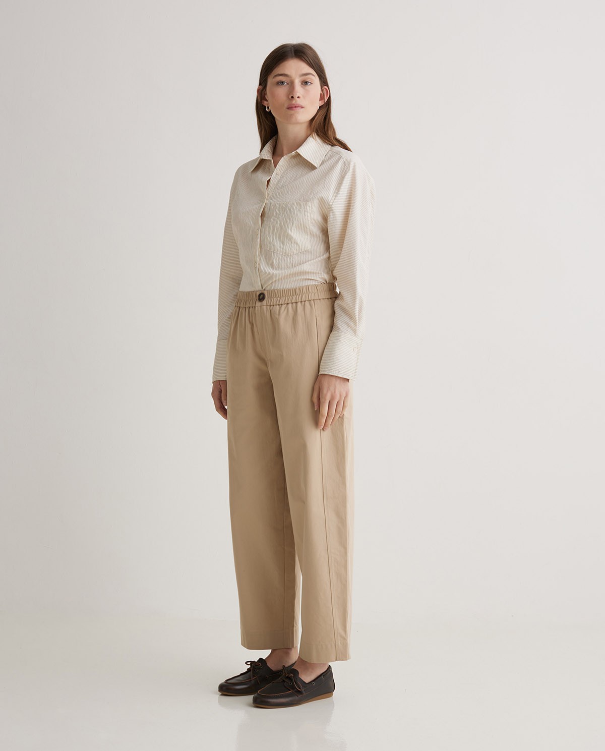 Pantalones anchos balloon fit beige- Pantalones 100% algodón 3