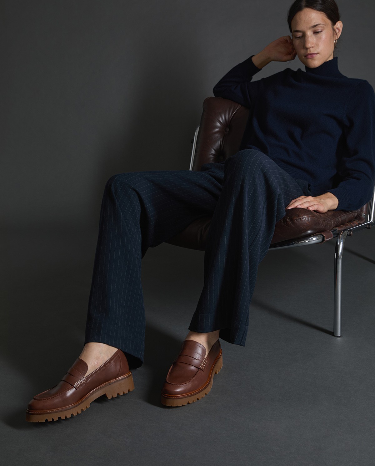 Mocassí de pell camell