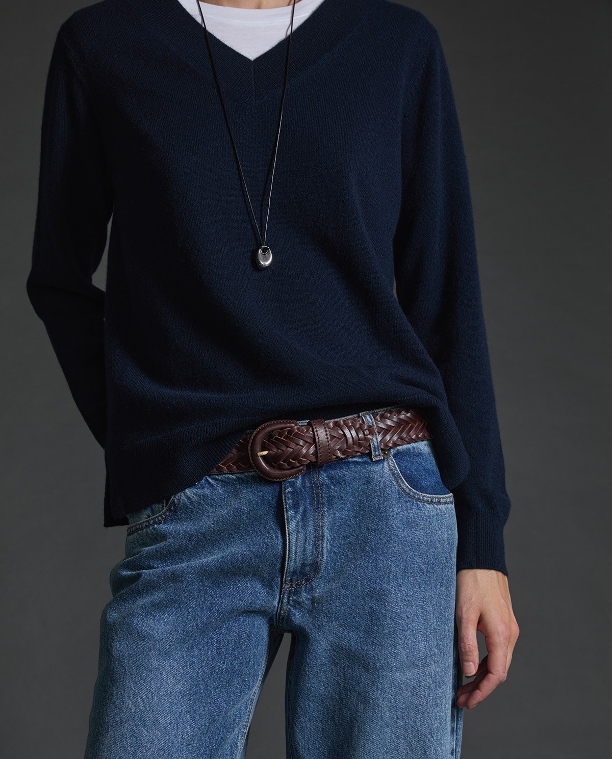 Ceinture en cuir tressé chocolat - Ceinture tressée